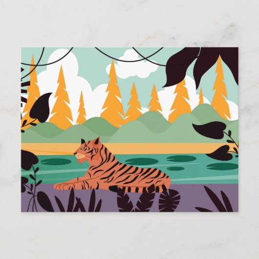 Tiger im Dschungel 2 Postkarte (Vorderseite)