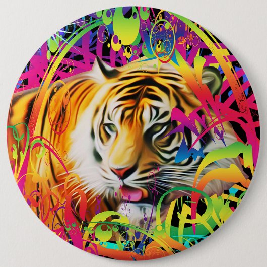 Tiger im Dschungel Button (Vorderseite)