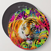 Tiger im Dschungel Knopf Button (Vorne & Hinten)