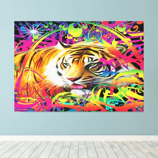 Tiger im Dschungel Leinwanddruck (Insitu (Holzboden))