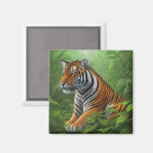 Tiger im Dschungel Magnet (Vorderseite/Rückseite)