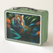 Tiger im Dschungel Metal Lunchbox (Rückseite)