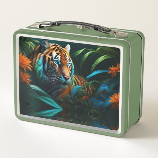 Tiger im Dschungel Metal Lunchbox (Rückseite)