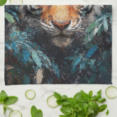 Tiger im Dschungel-Porträtgemälde Geschirrtuch (Gefaltet)
