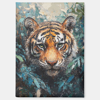 Tiger im Dschungel-Porträtgemälde Magnet