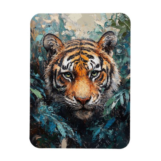 Tiger im Dschungel-Porträtgemälde Magnet (Vertikal)