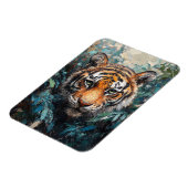 Tiger im Dschungel-Porträtgemälde Magnet (Linke Seite)