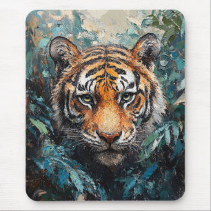 Tiger im Dschungel-Porträtgemälde Mousepad
