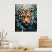 Tiger im Dschungel-Porträtgemälde Poster (Küche)