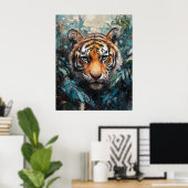 Tiger im Dschungel-Porträtgemälde Poster (Heimbüro)
