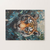 Tiger im Dschungel-Porträtgemälde Puzzle (Horizontal)