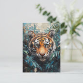 Tiger im Dschungel Porträtmalerei Postkarte (Stehend Vorderseite)
