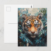 Tiger im Dschungel Porträtmalerei Postkarte (Vorne/Hinten)