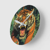 Tiger im Dschungel Runde Wanduhr (Winkel)