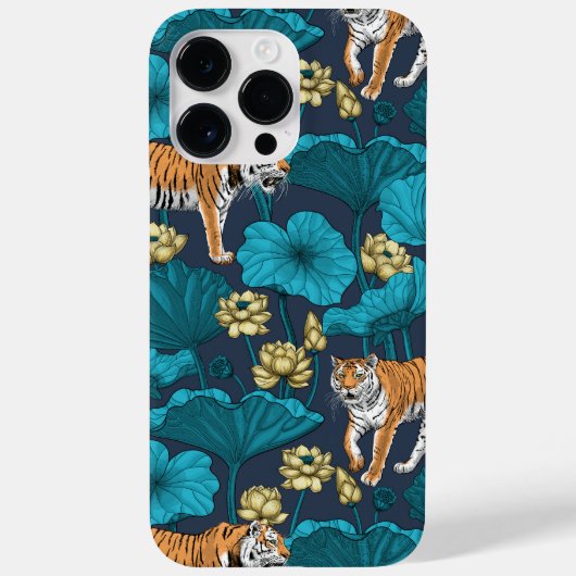 Tiger im gelben Lotusteich Case-Mate iPhone Hülle (Rückseite)