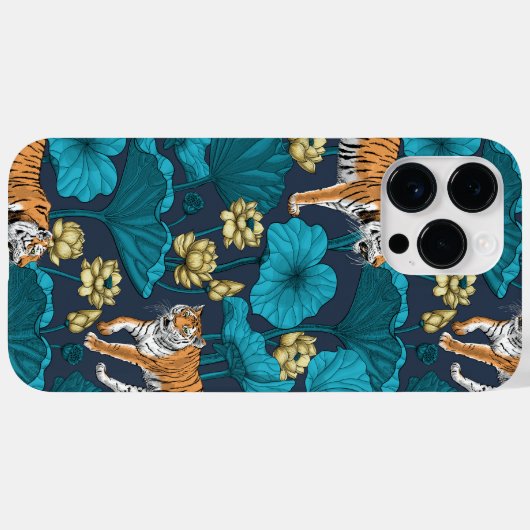 Tiger im gelben Lotusteich Case-Mate iPhone Hülle (Rückseite (Horizontal))