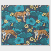 Tiger im gelben Lotusteich Geschenkpapier (Flach)