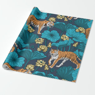 Tiger im gelben Lotusteich Geschenkpapier