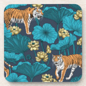 Tiger im gelben Lotusteich Getränkeuntersetzer (Vorderseite)