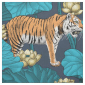 Tiger im gelben Lotusteich Stoff (Muster)