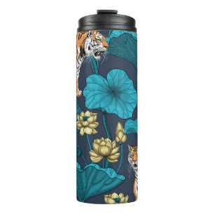 Tiger im gelben Lotusteich Thermosbecher