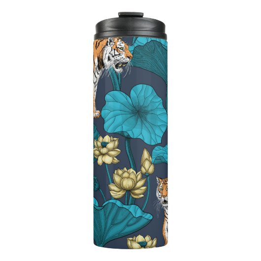 Tiger im gelben Lotusteich Thermosbecher (Vorderseite)