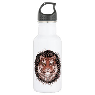 Tiger im Gras Edelstahlflasche
