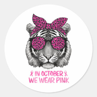 Tiger im Oktober tragen wir rosa Brustkrebs Awaren Runder Aufkleber