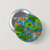 Tiger im rosa Lotusteich Button (Vorne & Hinten)