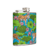 Tiger im rosa Lotusteich Flachmann (Rechts)