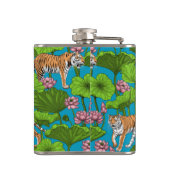 Tiger im rosa Lotusteich Flachmann (Rückseite)