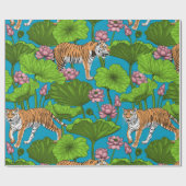 Tiger im rosa Lotusteich Geschenkpapier (Flach)