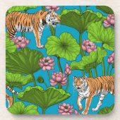 Tiger im rosa Lotusteich Getränkeuntersetzer (Vorderseite)