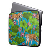 Tiger im rosa Lotusteich Laptopschutzhülle (Vorderseite Links)