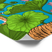 Tiger im rosa Lotusteich Poster (Ecke)