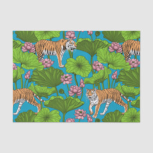 Tiger im rosa Lotusteich Seidenpapier