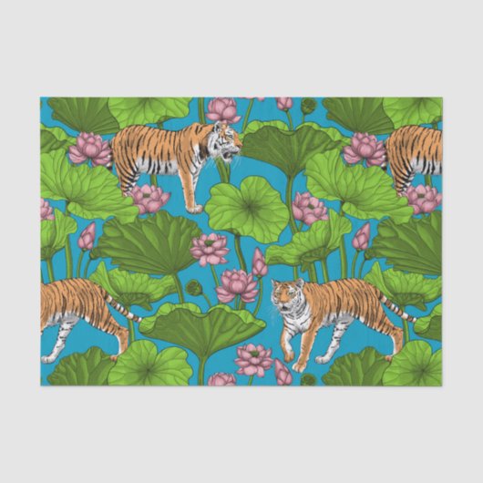 Tiger im rosa Lotusteich Seidenpapier (Vorderseite)