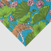 Tiger im rosa Lotusteich Seidenpapier (Ausschnitt)