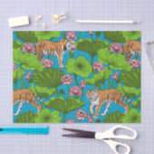 Tiger im rosa Lotusteich Seidenpapier (Handwerk)