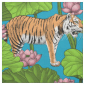 Tiger im rosa Lotusteich Stoff (Muster)