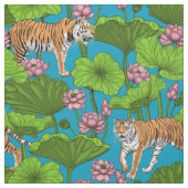 Tiger im rosa Lotusteich Stoff (Muster)