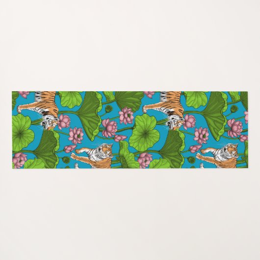 Tiger im rosa Lotusteich Yogamatte (Rückseite (Horizontal))