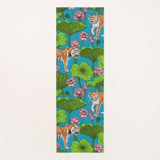 Tiger im rosa Lotusteich Yogamatte (Vorderseite)