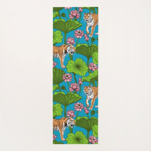 Tiger im rosa Lotusteich Yogamatte (Rückseite)
