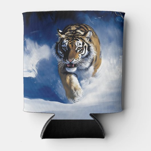 Tiger im Schnee Dosenkühler (Vorderseite)