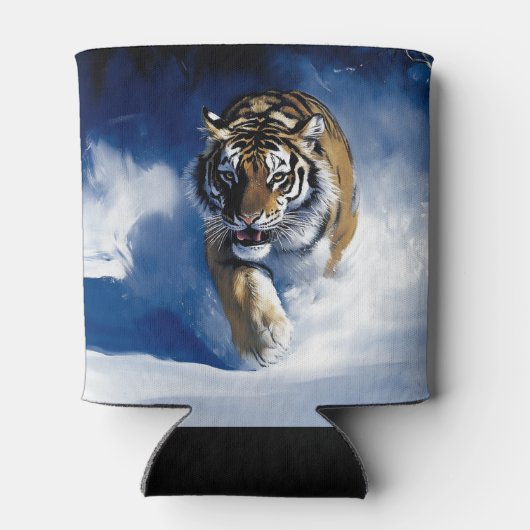 Tiger im Schnee Dosenkühler (Rückseite)