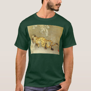Tiger im Schnee Hokusai japanischen Holzblock T-Shirt