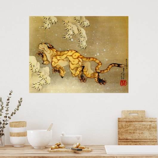 Tiger im Schnee Katsushika Hokusai 1849 Poster (Küche)