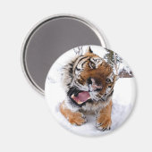 Tiger im Schnee Magnet (Vorderseite/Rückseite)