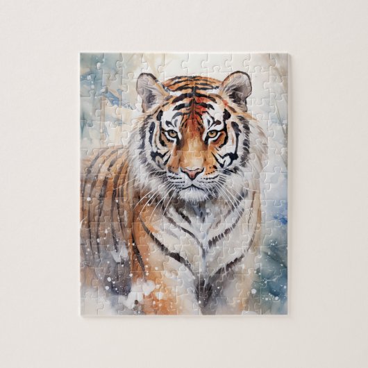 Tiger im Schnee Puzzle #1 (Vertikal)